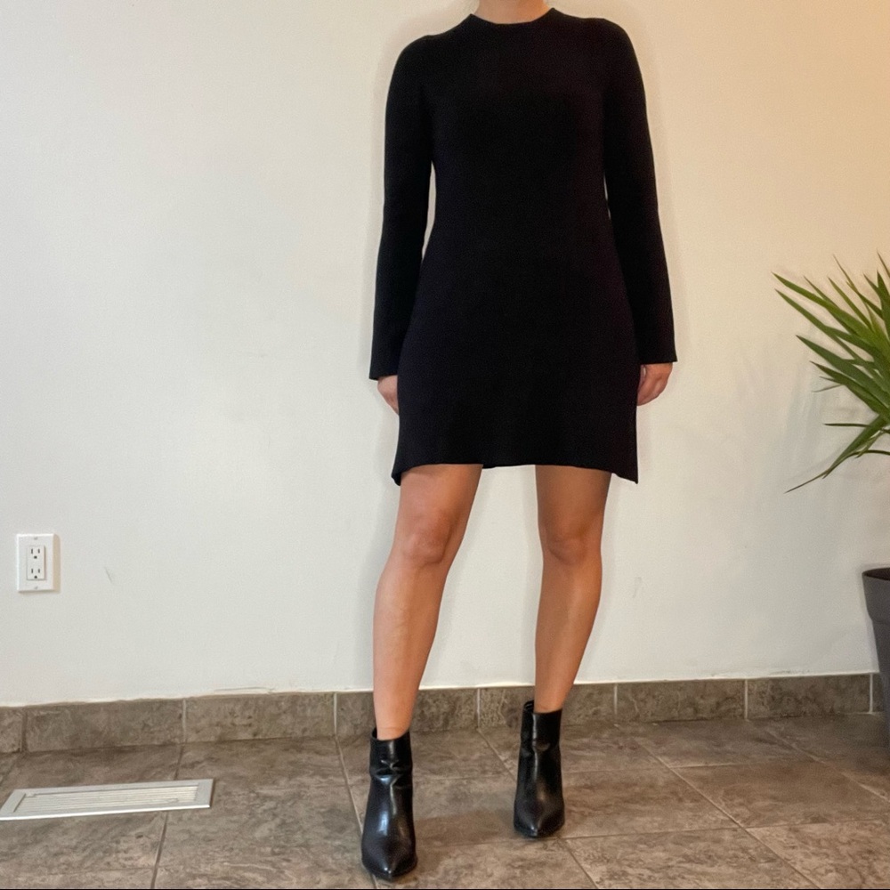 ZARA Black Knit Long Sleeve Swing Dress
